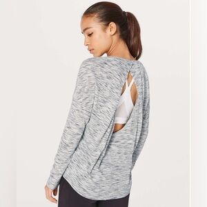 Lululemon Get Set Long Sleeve in Tiger Space Dye Black White